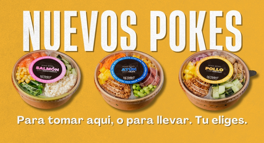 Nuevos pokes Detroit: salmón, atún y pollo, para tomar aquí o para llevar.